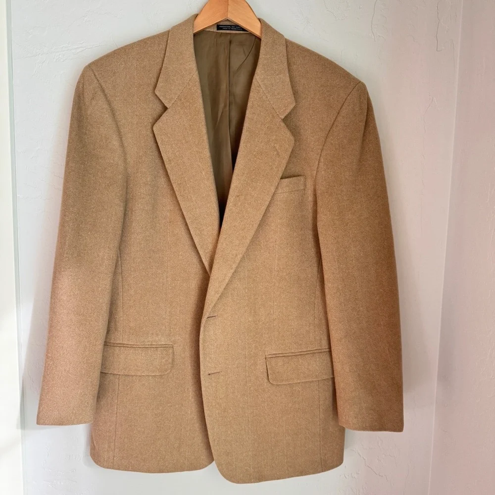Jean Paul Germain Blazer Men's Tan‎ Camel Hail & Wool Blend Sportscoat Size 42L